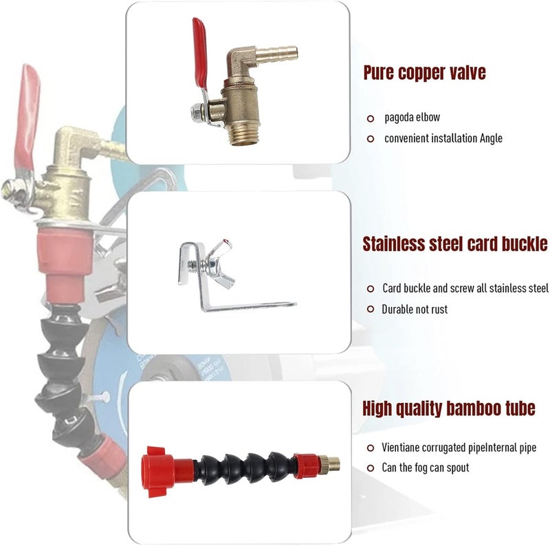 HOTBEST 3 Pcs Dust Remover Water Sprayer for Cutting Machine, Cutting Machine Misting System Water Sprayer with 3 m Hose, Universal Dust Remover Water Sprayer System Nozzle, Coolant Misting Dust-Proof - Image 3